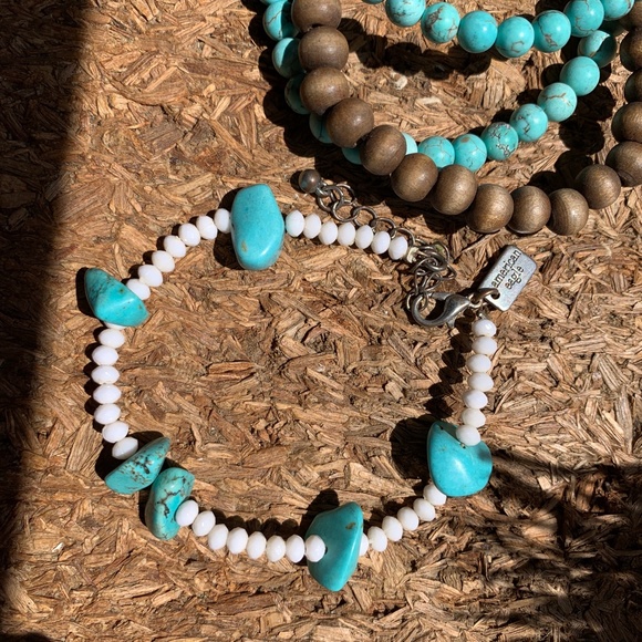 Boho American Eagle & Nine Turquoise/Wood Stretch - Picture 3 of 5